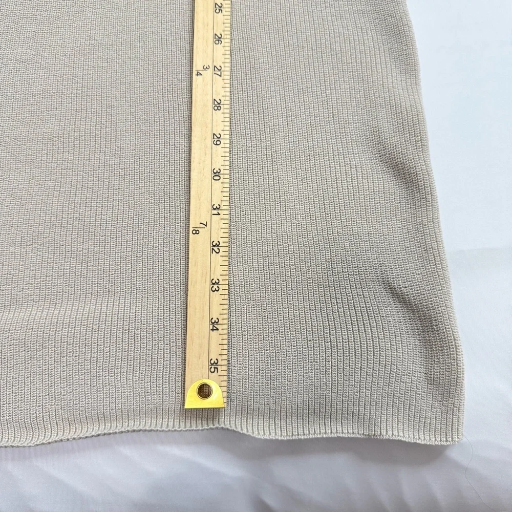 Fitted Long Sleeve Knit Dress in Beige Button neck and collar with pockets SMALL - Picture 8 of 11